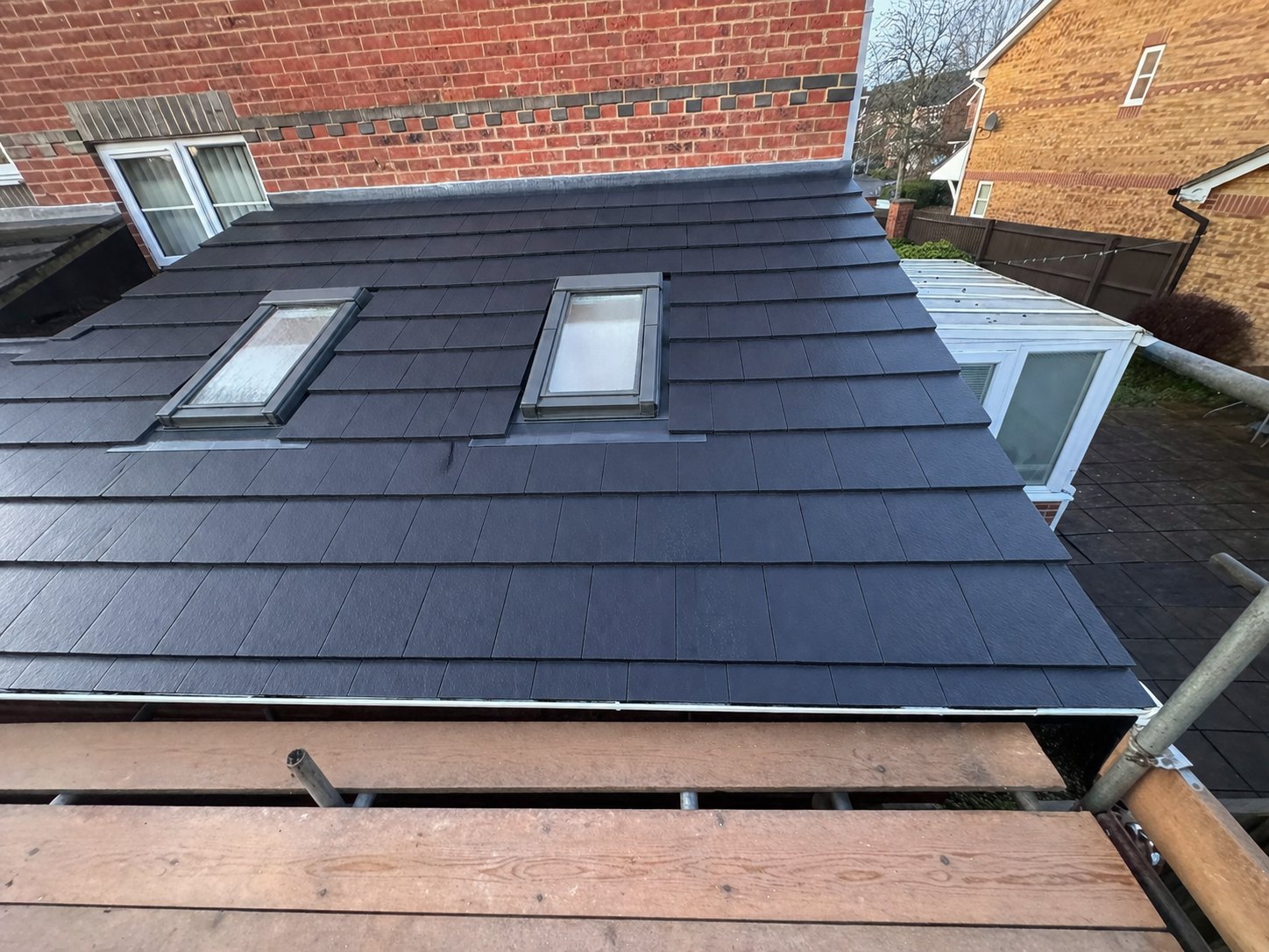 Roof after — new membrane and battens